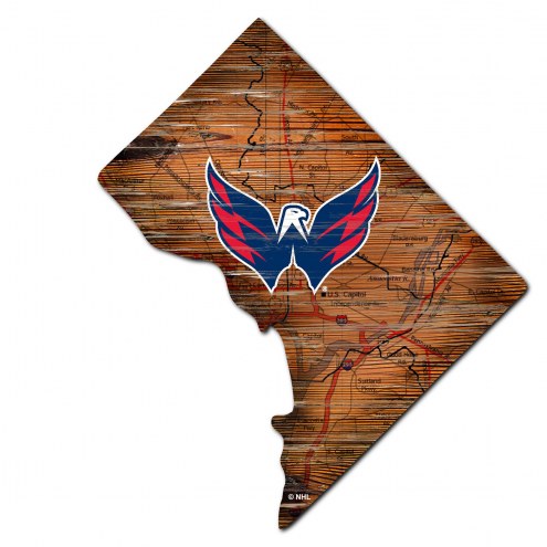 Washington Capitals Distressed State with Logo Sign