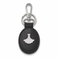 Washington Capitals Sterling Silver Black Leather Oval Key Chain
