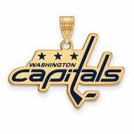 Washington Capitals Sterling Silver Gold Plated Large Enameled Pendant
