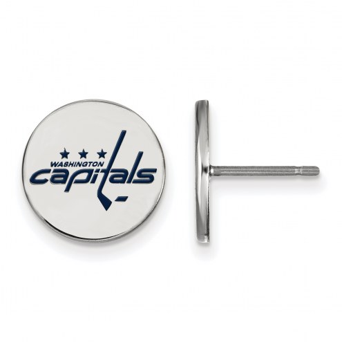 Washington Capitals Sterling Silver Small Enameled Disc Earrings