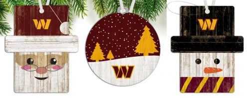 Washington Commanders 3-Pack Christmas Ornament Set