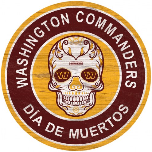 Washington Commanders Sugar Skull 12&quot; Circle Sign