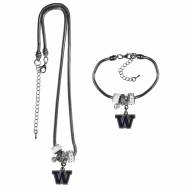 Washington Huskies Euro Bead Necklace & Bracelet Set