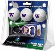 Washington Huskies Golf Ball Gift Pack with Key Chain