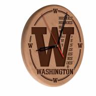 Washington Huskies Laser Engraved Wood Clock