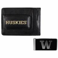 Washington Huskies Leather Cash & Cardholder & Black Money Clip