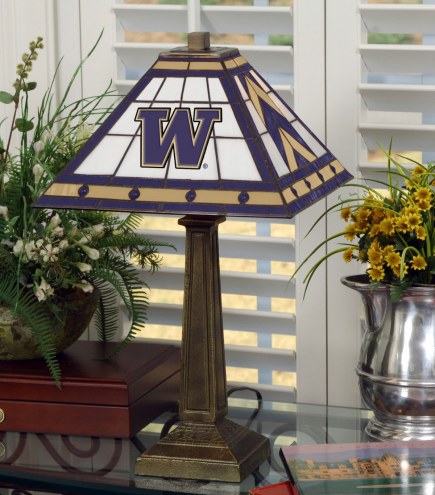 Washington Huskies Stained Glass Mission Table Lamp