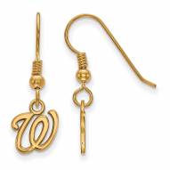 Washington Nationals Sterling Silver Gold Plated Extra Small Dangle Earrings