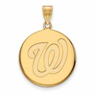 Washington Nationals Sterling Silver Gold Plated Large Disc Pendant