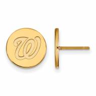 Washington Nationals Sterling Silver Gold Plated Small Disc Earrings