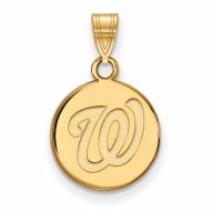 Washington Nationals Sterling Silver Gold Plated Small Disc Pendant