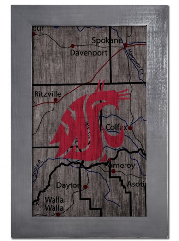 Washington State Cougars 11&quot; x 19&quot; City Map Framed Sign