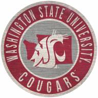 Washington State Cougars 12" Circle with State Sign