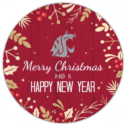 Washington State Cougars 12&quot; Merry Christmas & Happy New Year Sign