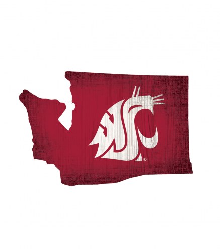 Washington State Cougars 12&quot; Team Color Logo State Sign