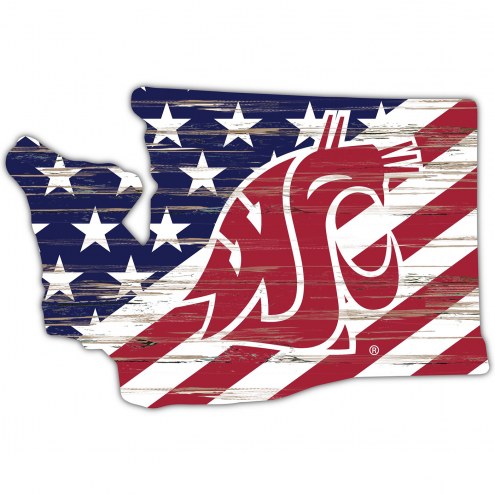 Washington State Cougars 12&quot; USA State Cutout Sign
