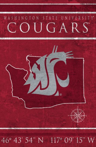 Washington State Cougars 17&quot; x 26&quot; Coordinates Sign