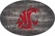 Washington State Cougars 46" Distressed Wood Oval Sign