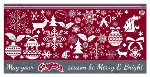 Washington State Cougars 6&quot; x 12&quot; Merry & Bright Sign