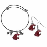 Washington State Cougars Dangle Earrings & Charm Bangle Bracelet Set