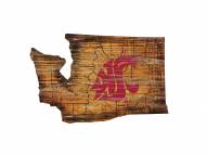 Washington State Cougars Distressed State with Logo Sign