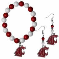 Washington State Cougars Fan Bead Earrings & Bracelet Set