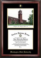 Washington State Cougars Gold Embossed Diploma Frame with Campus Images Lithograph
