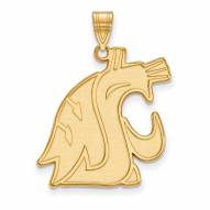 Washington State Cougars Sterling Silver Gold Plated Extra Large Pendant