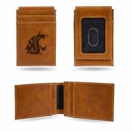 Washington State Cougars Laser Engraved Brown Front Pocket Wallet