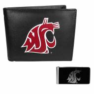 Washington State Cougars Leather Bi-fold Wallet & Black Money Clip