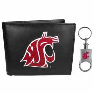 Washington State Cougars Leather Bi-fold Wallet & Valet Key Chain