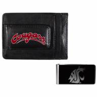 Washington State Cougars Leather Cash & Cardholder & Black Money Clip