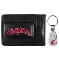 Washington State Cougars Leather Cash & Cardholder & Steel Key Chain