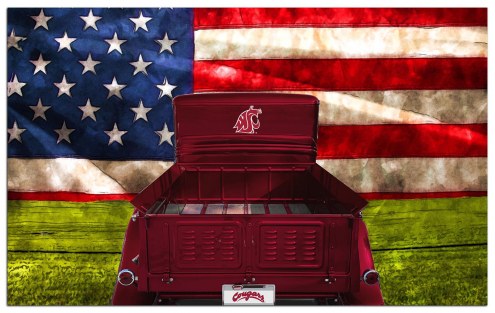 Washington State Cougars Patriotic Retro Truck 11&quot; x 19&quot; Sign