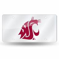 Washington State Cougars Silver Laser License Plate