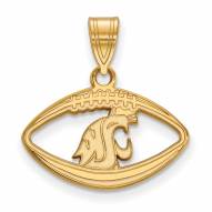 Washington State Cougars Sterling Silver Gold Plated Football Pendant
