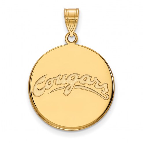 Washington State Cougars Sterling Silver Gold Plated Large Disc Pendant