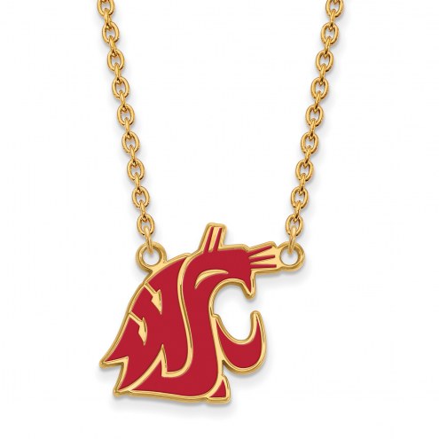Washington State Cougars Sterling Silver Gold Plated Large Pendant Necklace