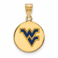West Virginia Mountaineers Sterling Silver Gold Plated Medium Enameled Disc Pendant