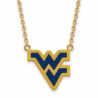 West Virginia Mountaineers Sterling Silver Gold Plated Large Enameled Pendant Necklace
