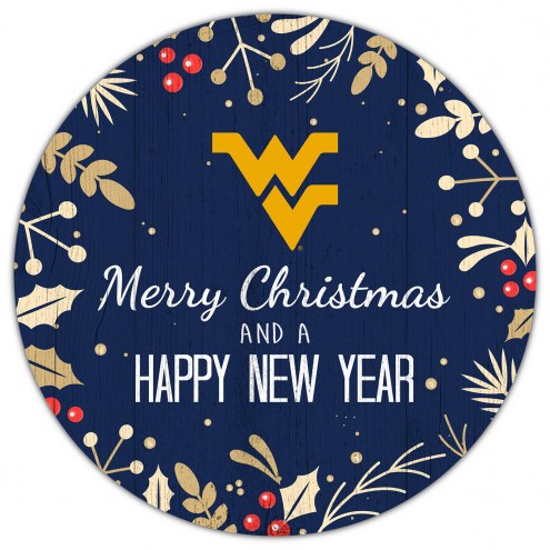 West Virginia Mountaineers 12&quot; Merry Christmas & Happy New Year Sign