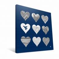 West Virginia Mountaineers 12" x 12" Hearts Canvas Print