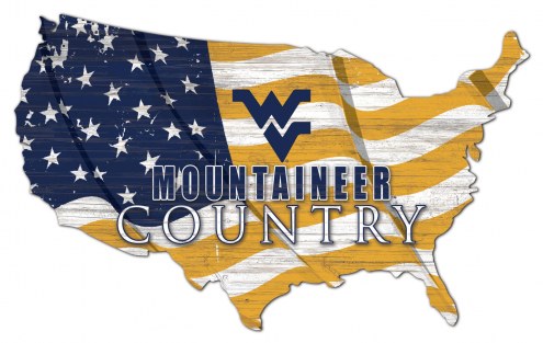 West Virginia Mountaineers 15&quot; USA Flag Cutout Sign