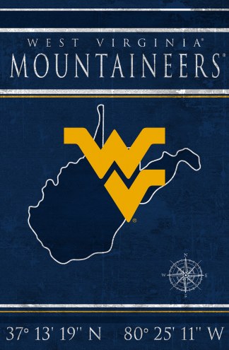 West Virginia Mountaineers 17&quot; x 26&quot; Coordinates Sign