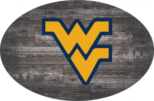 West Virginia Mountaineers 46&quot; Distressed Wood Oval Sign