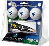 West Virginia Mountaineers Black Crosshair Divot Tool & 3 Golf Ball Gift Pack