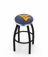 West Virginia Mountaineers Black Swivel Barstool with Chrome Accent Ring