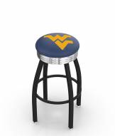 West Virginia Mountaineers Black Swivel Barstool with Chrome Ribbed Ring