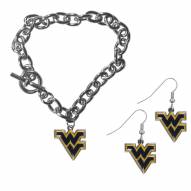 West Virginia Mountaineers Chain Bracelet & Dangle Earring Set