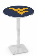 West Virginia Mountaineers Chrome Bar Table with Square Base